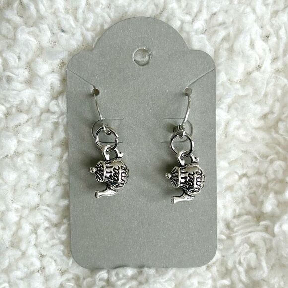 3/$15 Silver Dainty Teapot Tea Time Dangle Earrings - Picture 4 of 4
